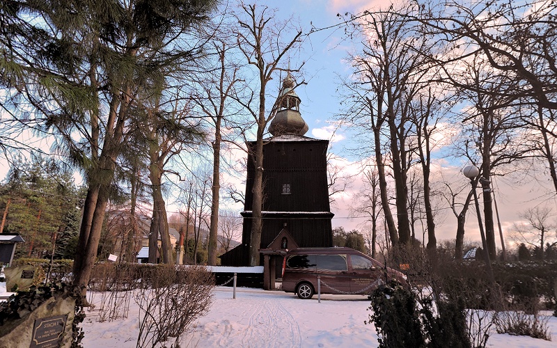 Bielsko-Biała - zabytkowy drewniany kościół św. Barbary - panorama 360